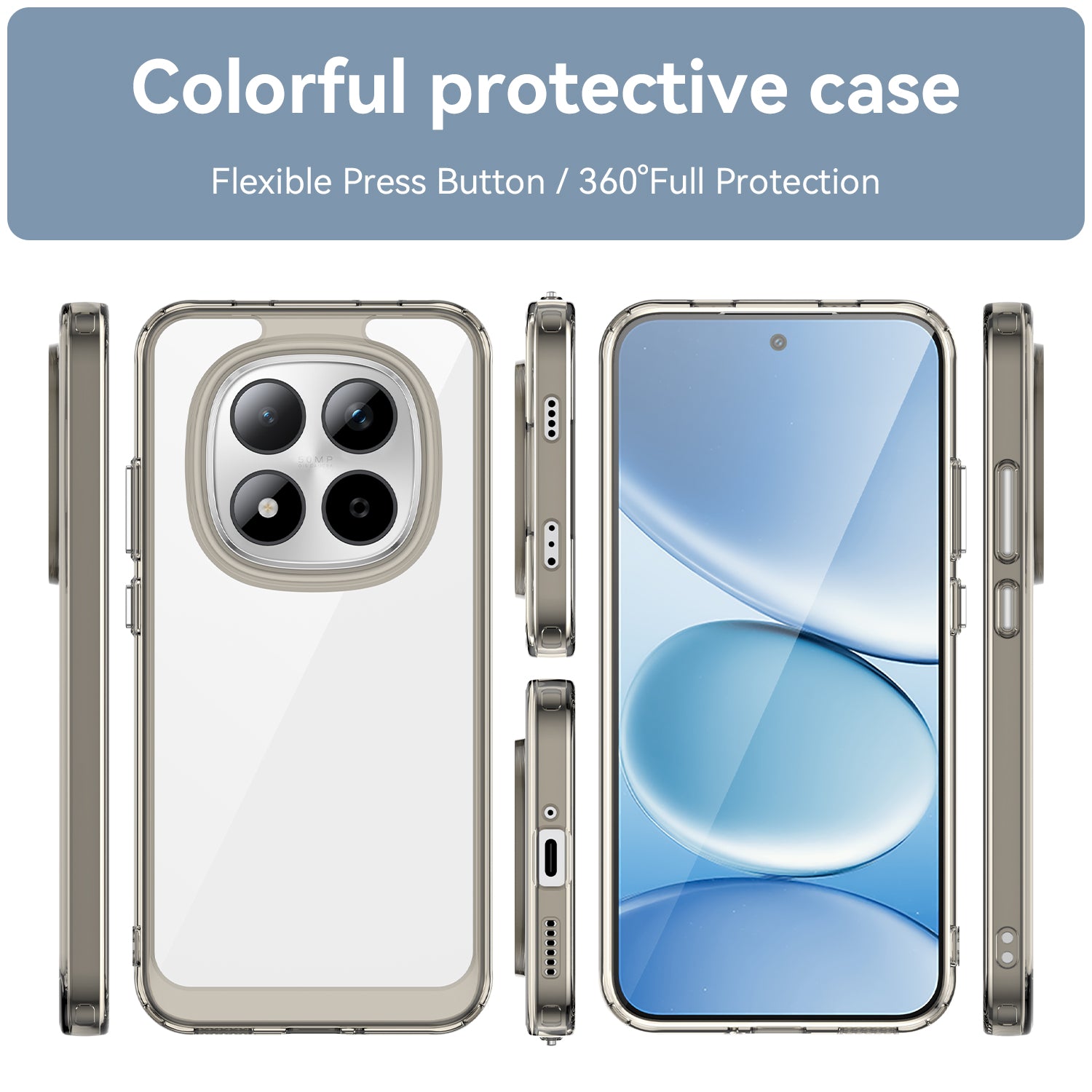 Xiaomi Redmi Note 15 Pro 5G Soft TPU Bumper Shockproof Cover Case [Clear Grey]