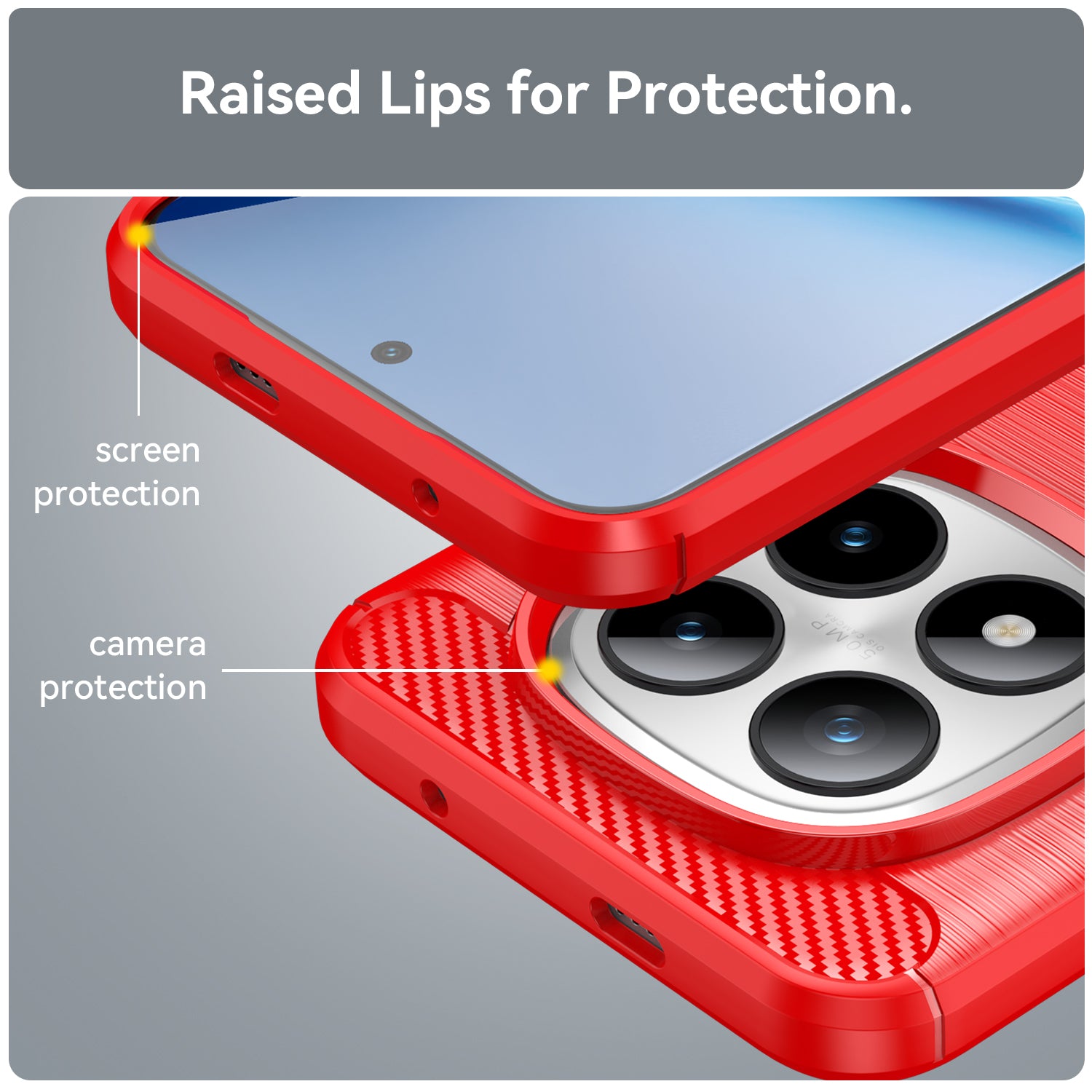 Redmi Note 15 Pro Plus 5G Carbon Fibre TPU Case Slim Shockproof Cover Red