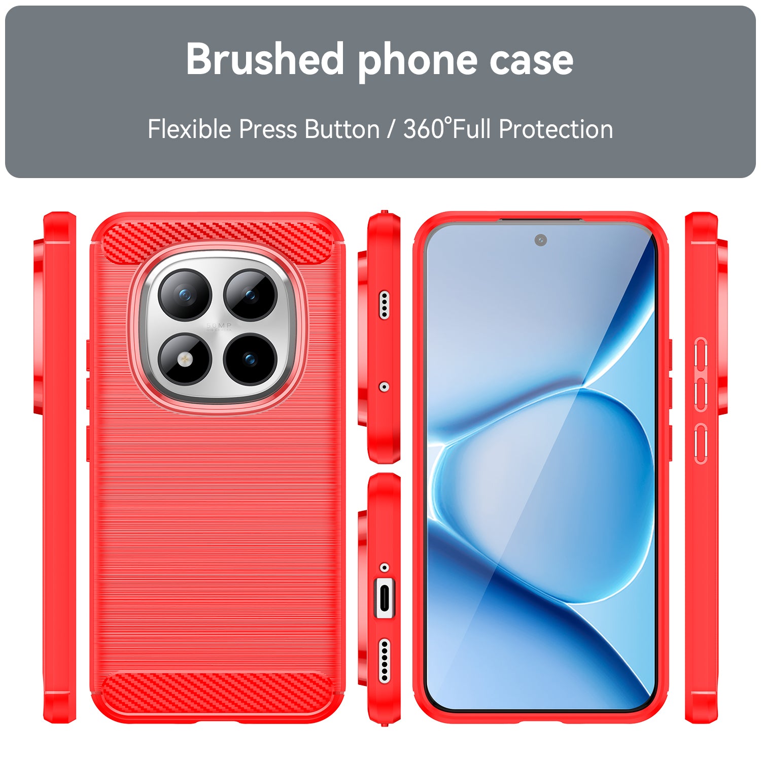 Redmi Note 15 Pro Plus 5G Carbon Fibre TPU Case Slim Shockproof Cover Red