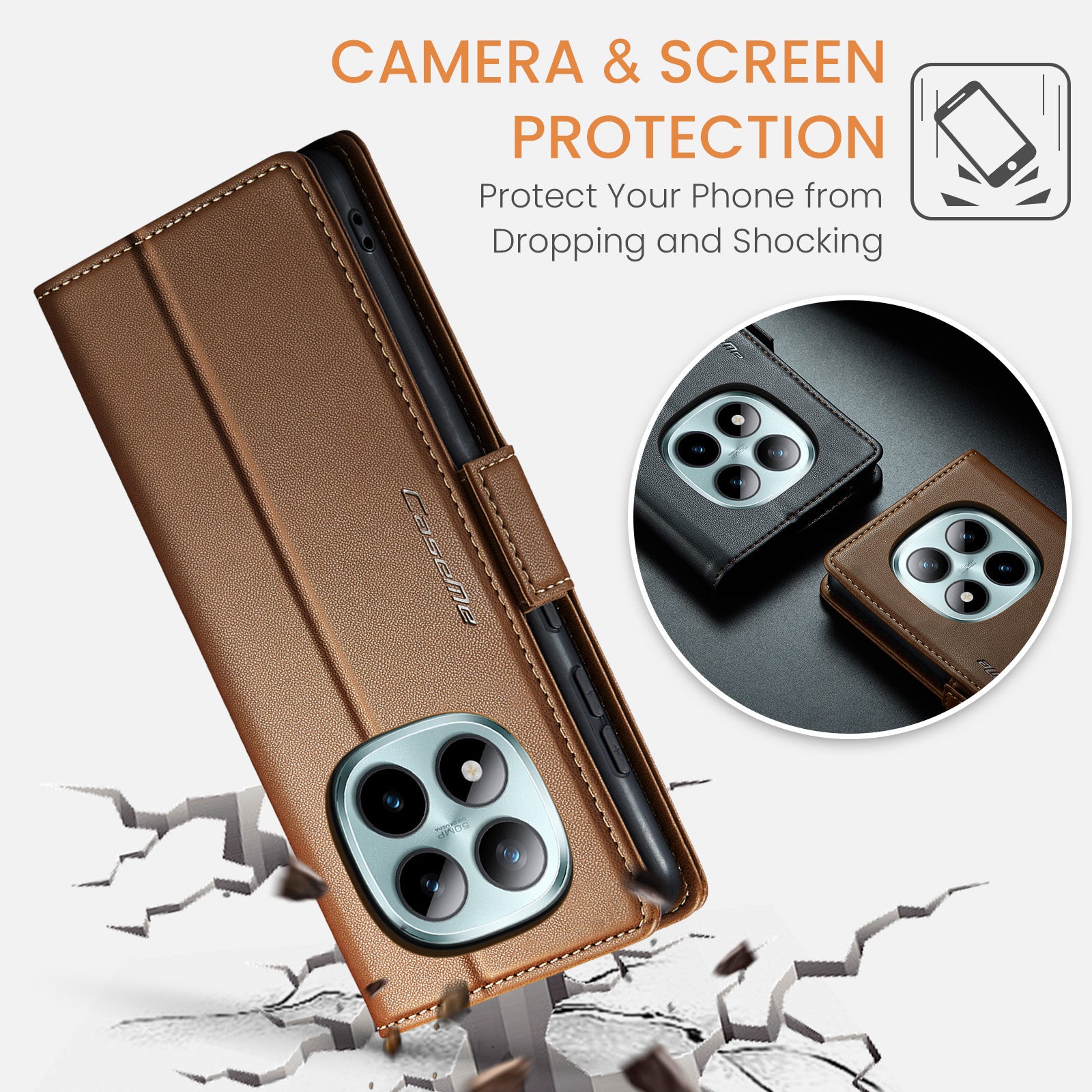 Xiaomi Redmi Note 15 Pro Plus 5G CaseMe Retro Wallet Case [Brown]