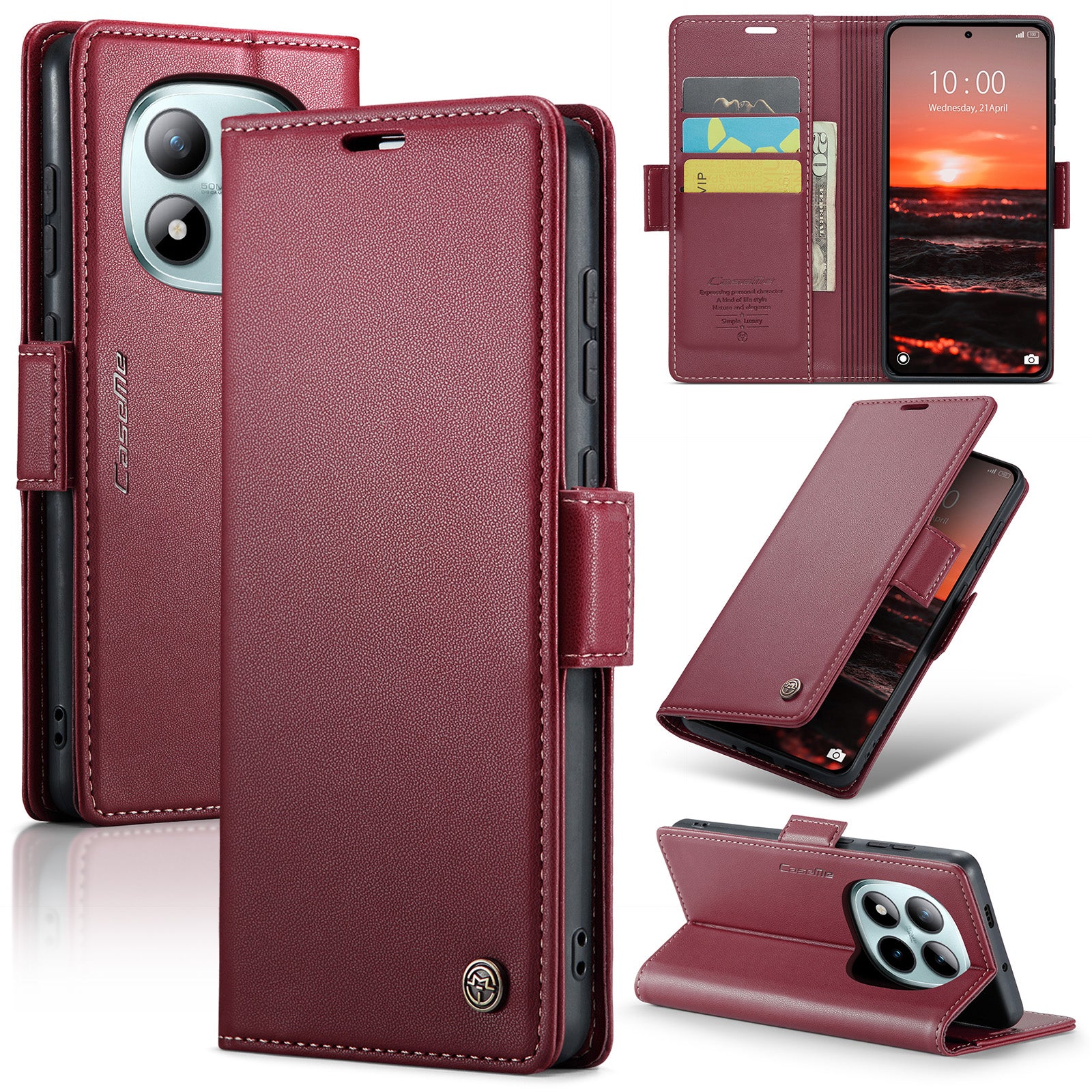Xiaomi Redmi Note 15 Pro Plus 5G CaseMe Retro Wallet Case [Maroon]