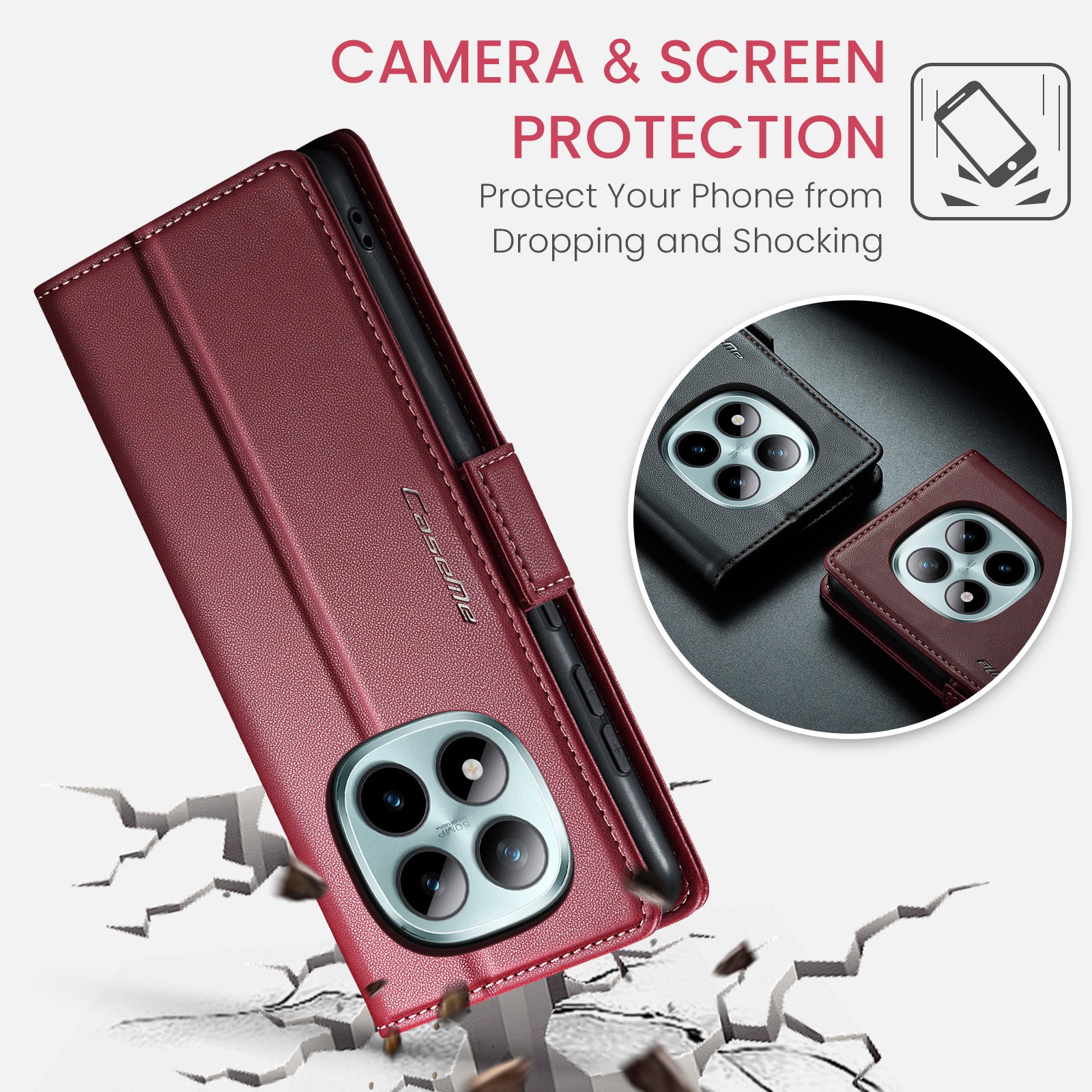 Xiaomi Redmi Note 15 Pro Plus 5G CaseMe Retro Wallet Case [Maroon]