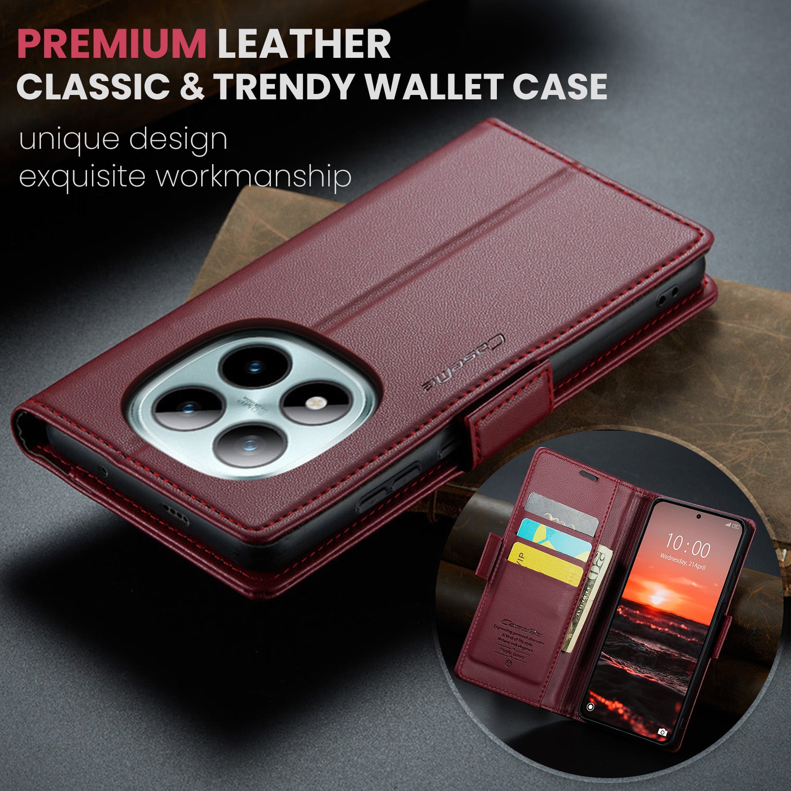 Xiaomi Redmi Note 15 Pro Plus 5G CaseMe Retro Wallet Case [Maroon]