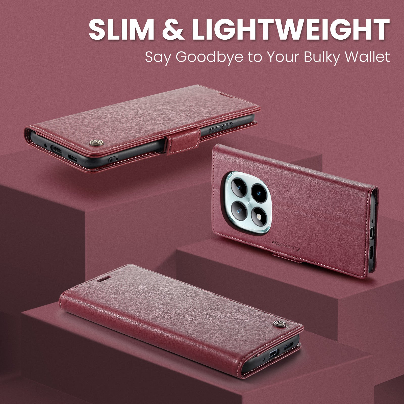 Xiaomi Redmi Note 15 Pro Plus 5G CaseMe Retro Wallet Case [Maroon]