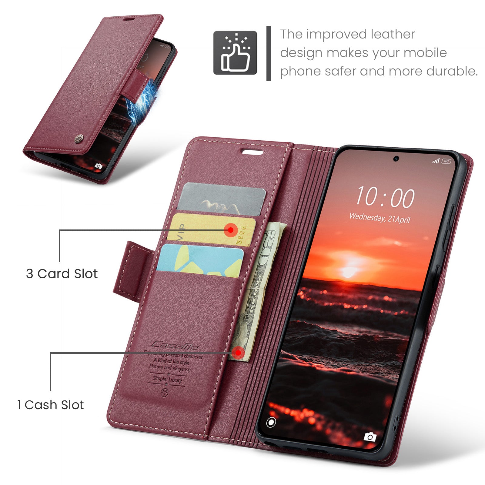 Xiaomi Redmi Note 15 Pro Plus 5G CaseMe Retro Wallet Case [Maroon]