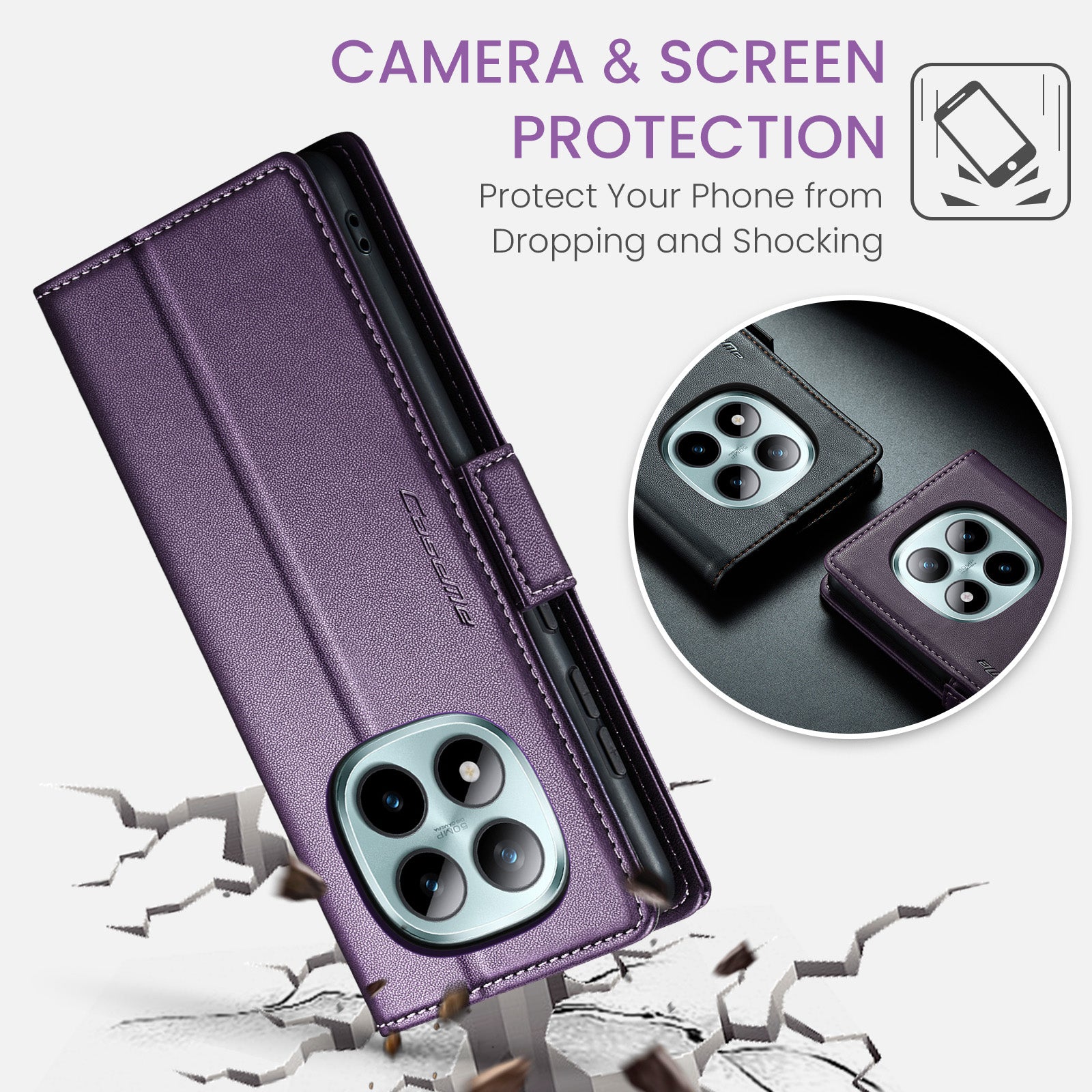 Xiaomi Redmi Note 15 Pro Plus 5G CaseMe Retro Wallet Case [Purple]