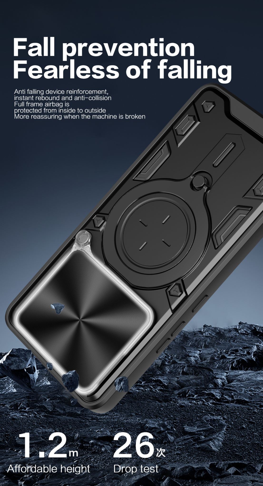 Redmi Note 15 Pro Plus 5G  Ring Kickstand Case w/ Camera Cover [Navy]