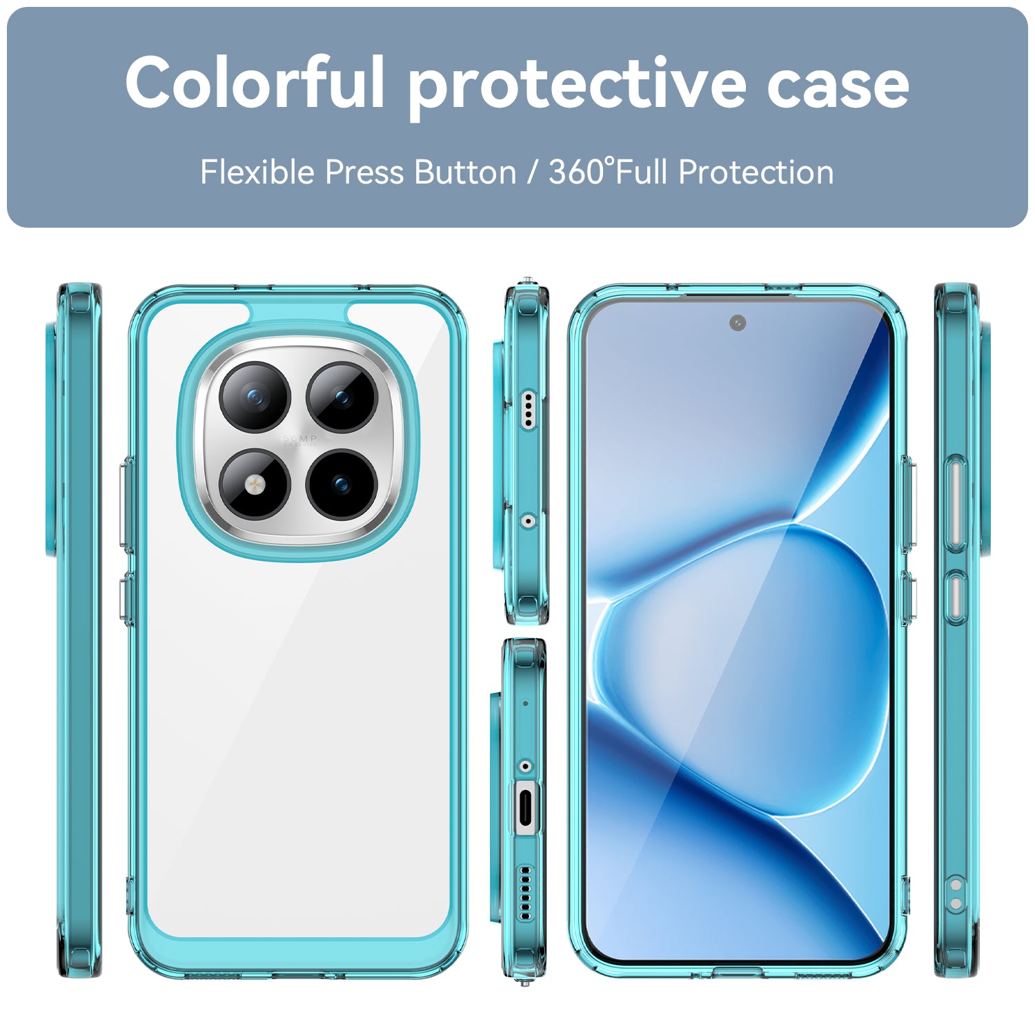 Xiaomi Redmi Note 15 Pro Plus 5G Soft TPU Bumper Shockproof Cover [Clear Blue]