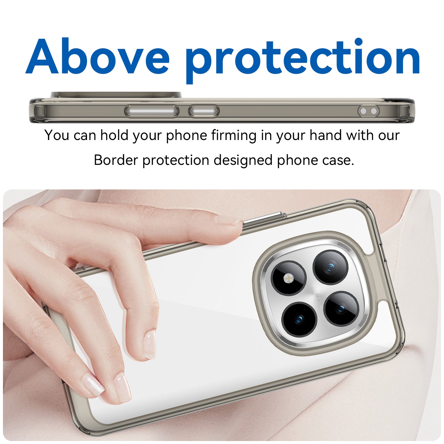 Xiaomi Redmi Note 15 Pro Plus 5G Soft TPU Bumper Shockproof Cover [Clear Grey]