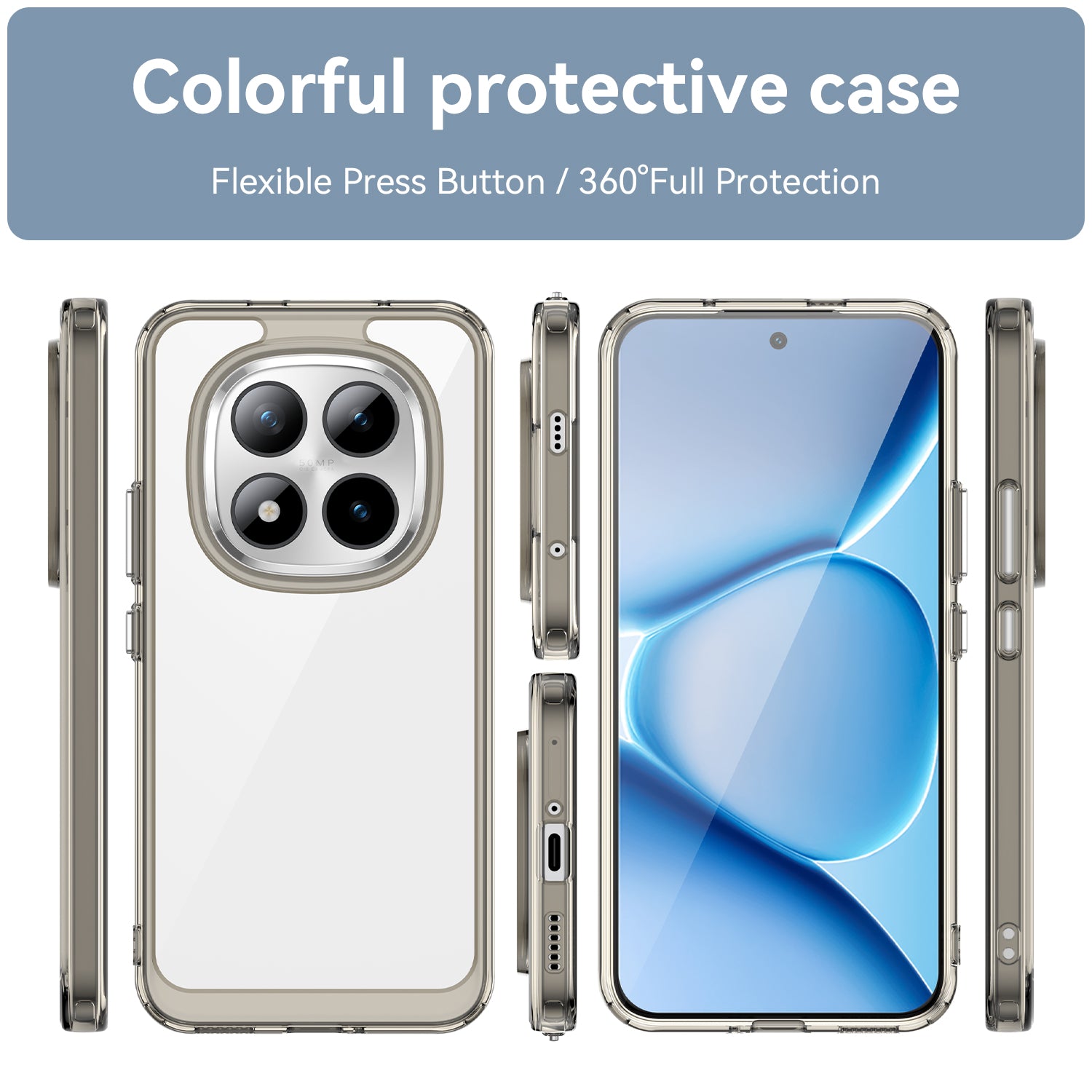 Xiaomi Redmi Note 15 Pro Plus 5G Soft TPU Bumper Shockproof Cover [Clear Grey]