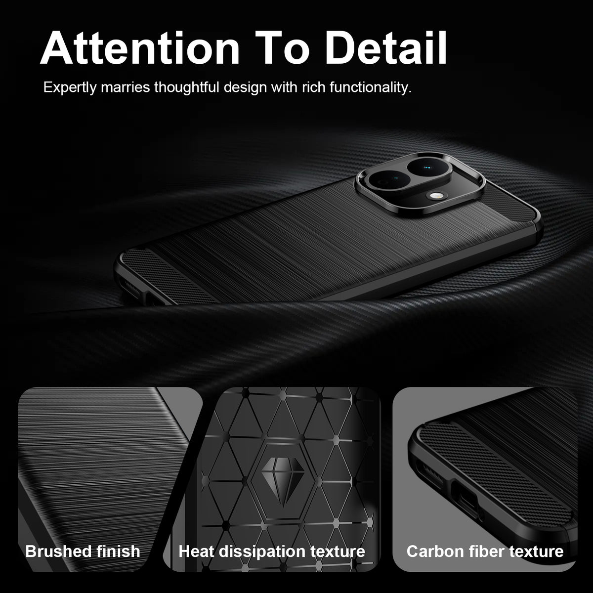 Xiaomi Redmi Note 17 Pro 5G Carbon Fibre TPU Case Slim Shockproof Cover [Black]