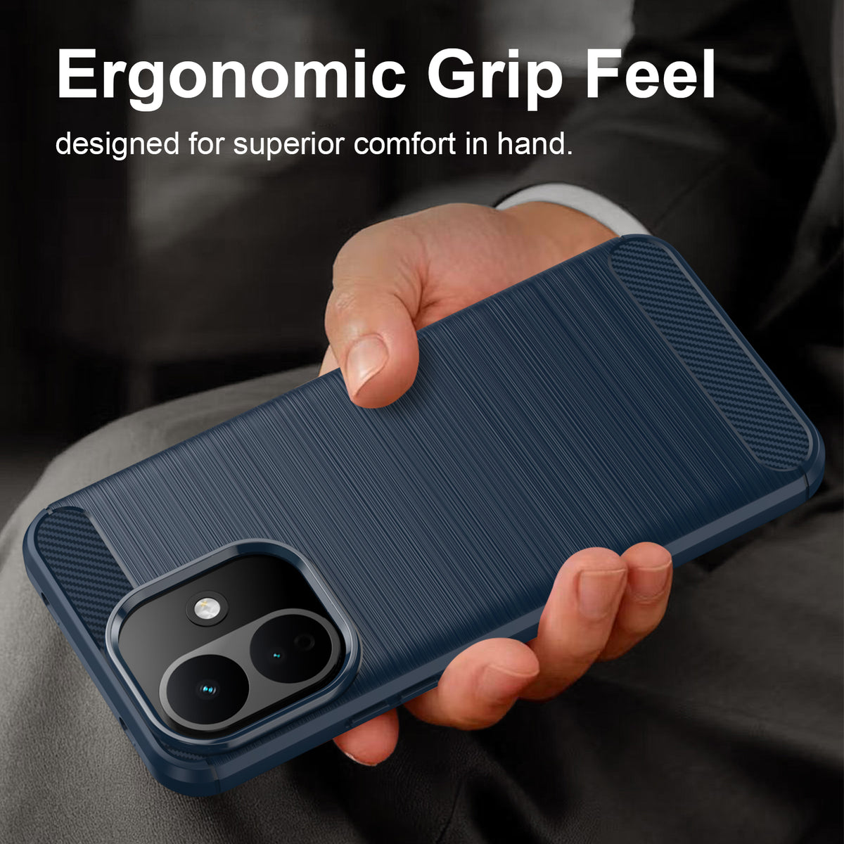 Xiaomi Redmi Note 17 Pro 5G Carbon Fibre TPU Case Slim Shockproof Cover [Navy]
