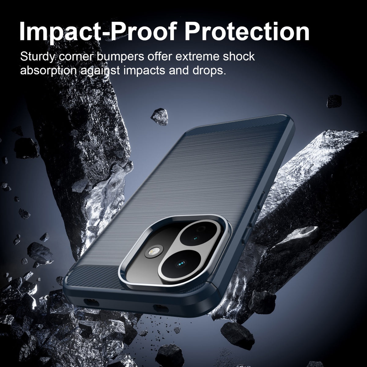 Xiaomi Redmi Note 17 Pro 5G Carbon Fibre TPU Case Slim Shockproof Cover [Navy]