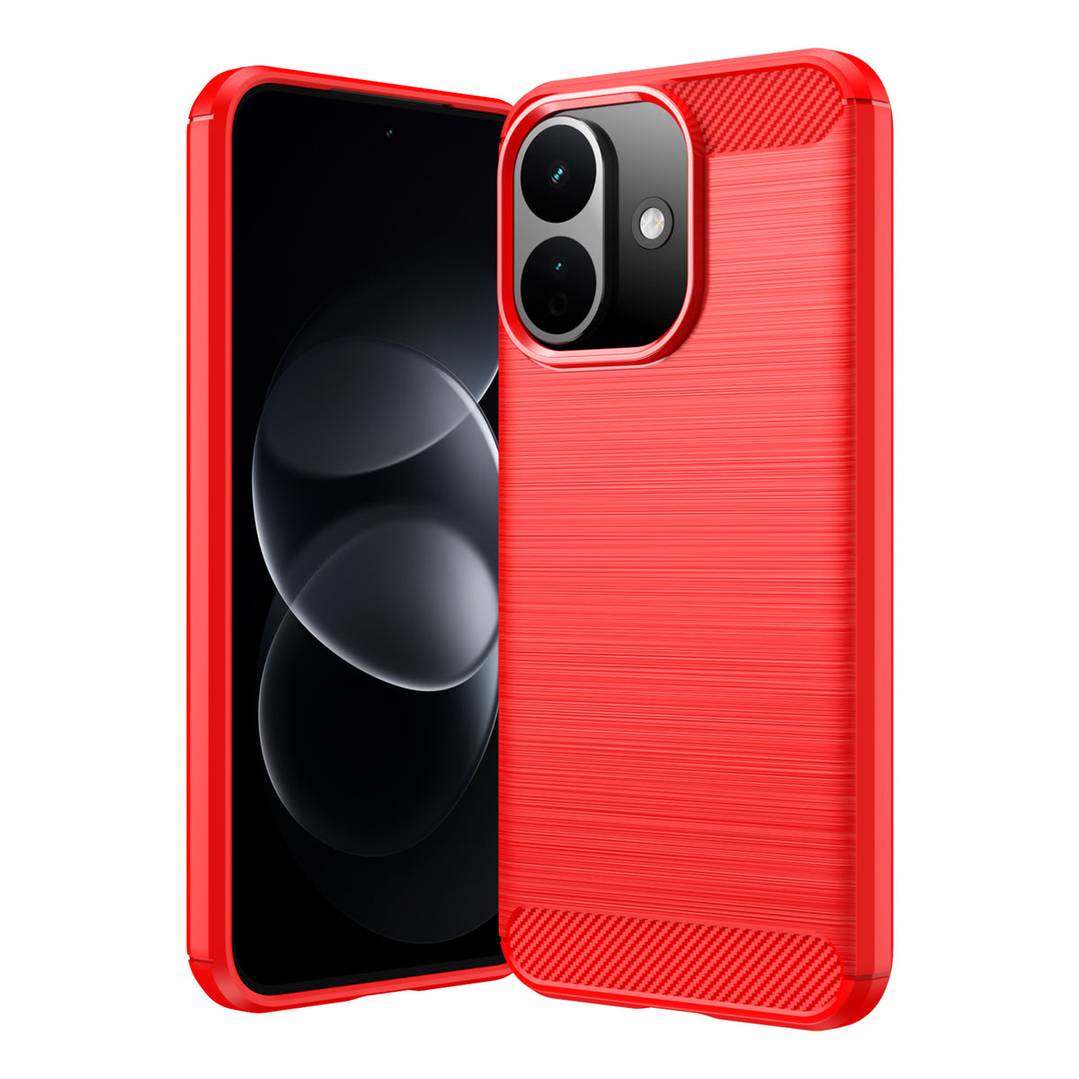 Xiaomi Redmi Note 17 Pro 5G Carbon Fibre TPU Case Slim Shockproof Cover [Red]