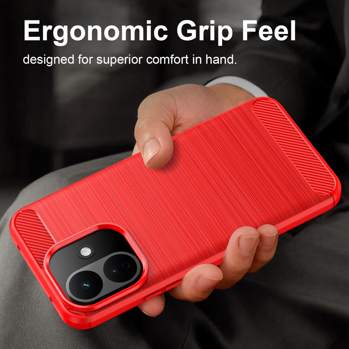 Xiaomi Redmi Note 17 Pro 5G Carbon Fibre TPU Case Slim Shockproof Cover [Red]