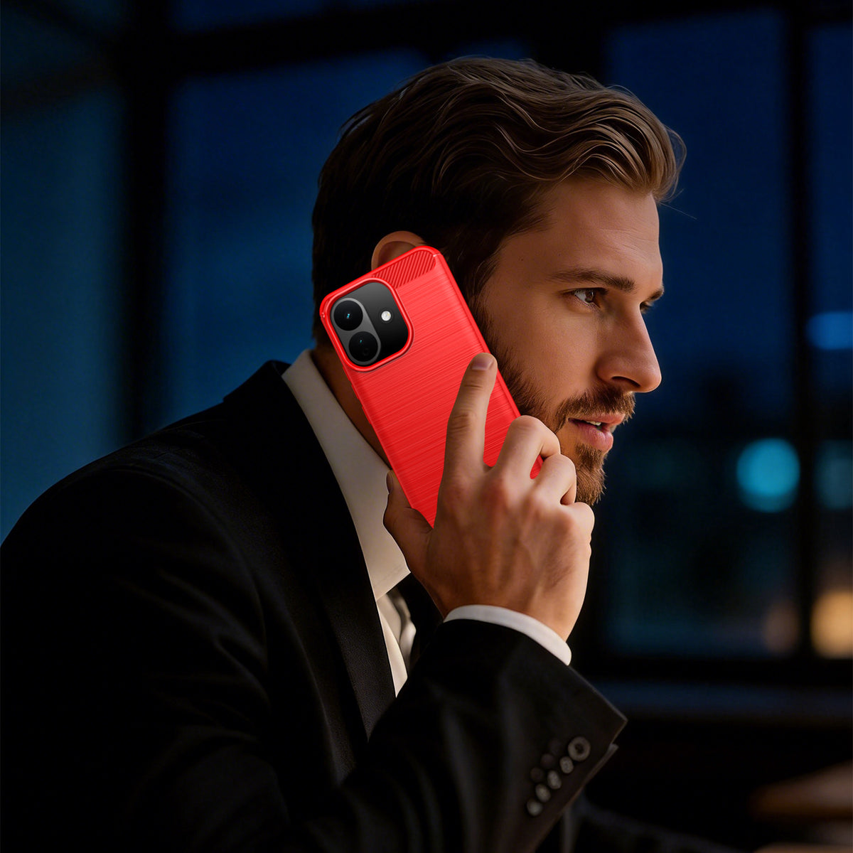 Xiaomi Redmi Note 17 Pro 5G Carbon Fibre TPU Case Slim Shockproof Cover [Red]