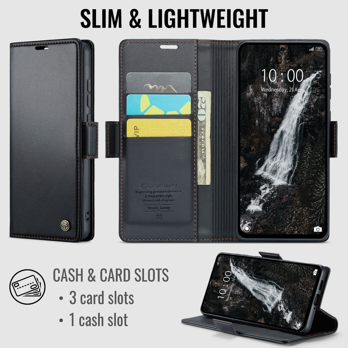 Xiaomi Redmi Note 17 Pro 5G CaseMe Retro Wallet Case [Black]
