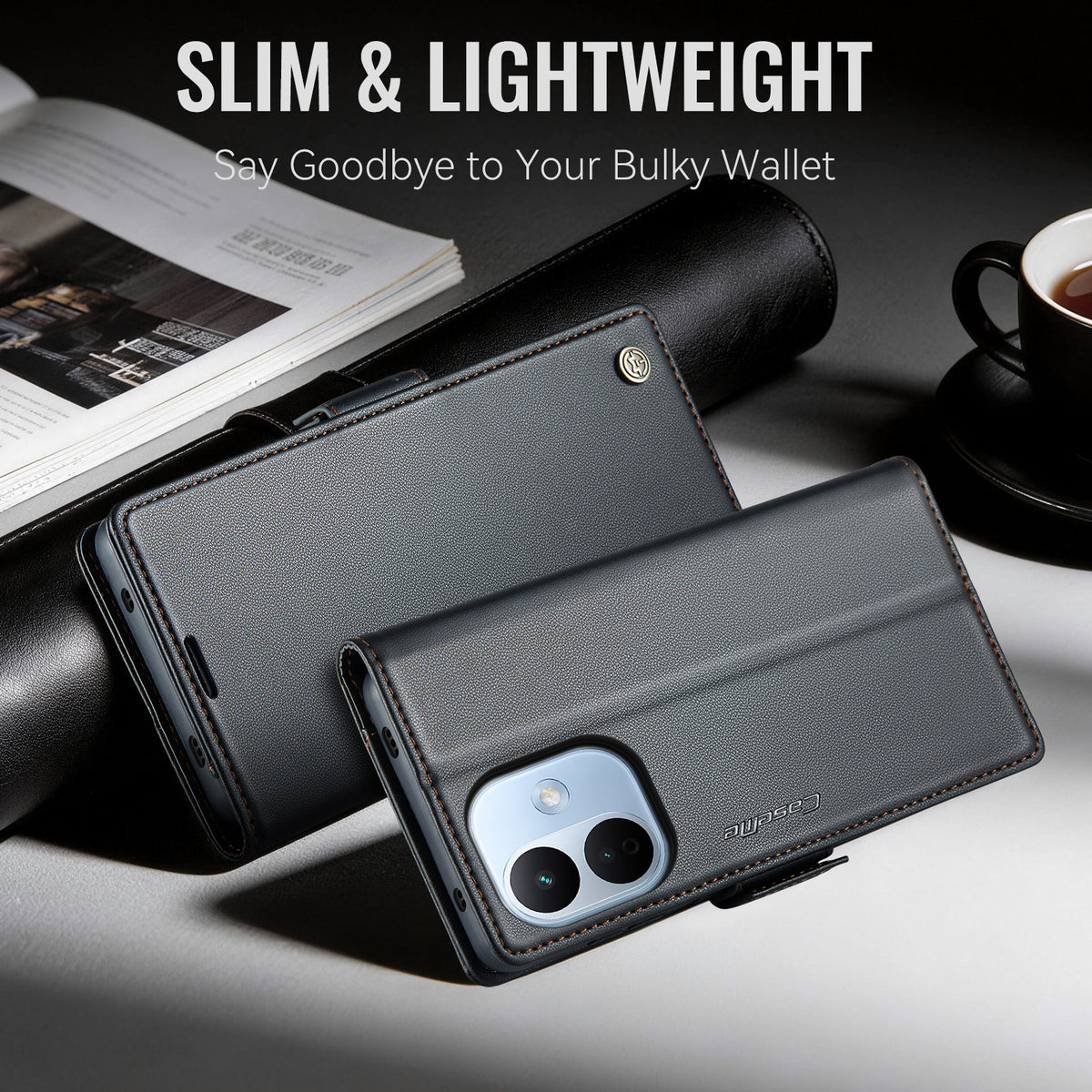Xiaomi Redmi Note 17 Pro 5G CaseMe Retro Wallet Case [Black]