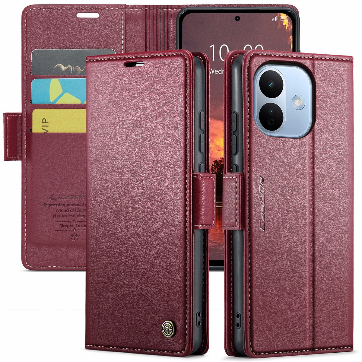Xiaomi Redmi Note 17 Pro 5G CaseMe Retro Wallet Case [Maroon]