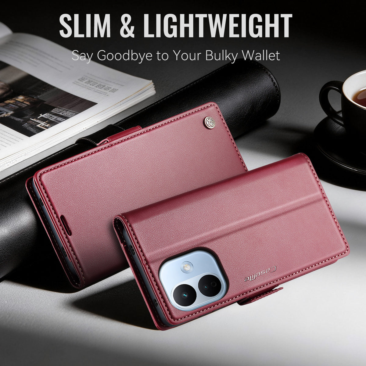 Xiaomi Redmi Note 17 Pro 5G CaseMe Retro Wallet Case [Maroon]
