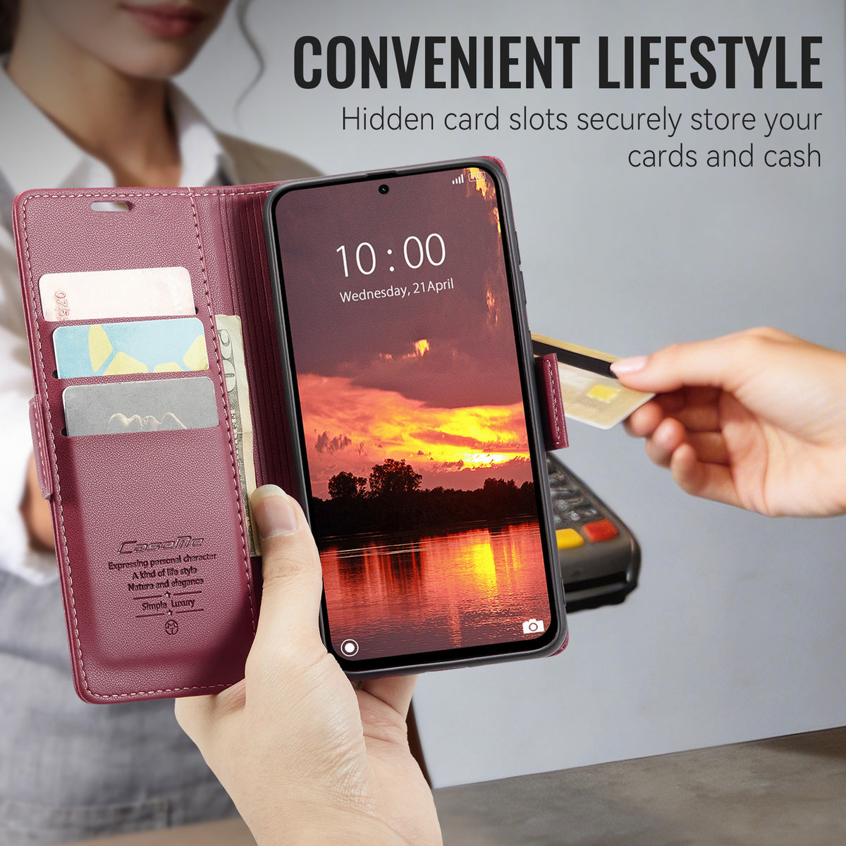 Xiaomi Redmi Note 17 Pro 5G CaseMe Retro Wallet Case [Maroon]