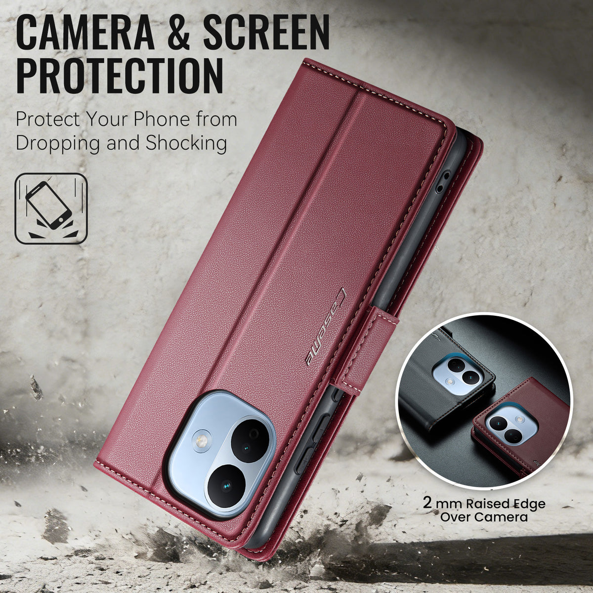 Xiaomi Redmi Note 17 Pro 5G CaseMe Retro Wallet Case [Maroon]