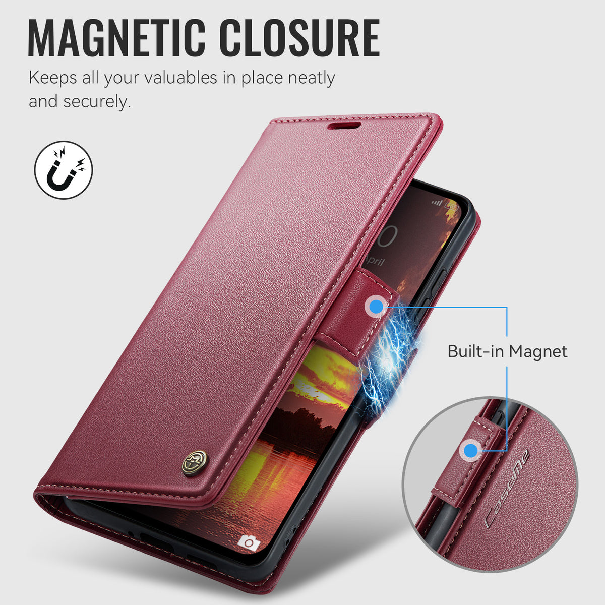 Xiaomi Redmi Note 17 Pro 5G CaseMe Retro Wallet Case [Maroon]