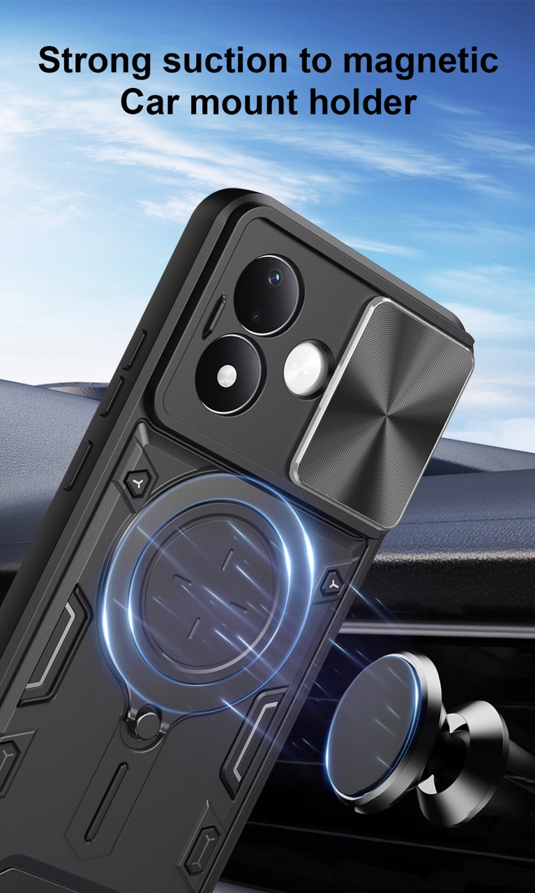 Xiaomi Redmi Note 17 Pro 5G Ring Kickstand Case w/ Camera Cover [Red]