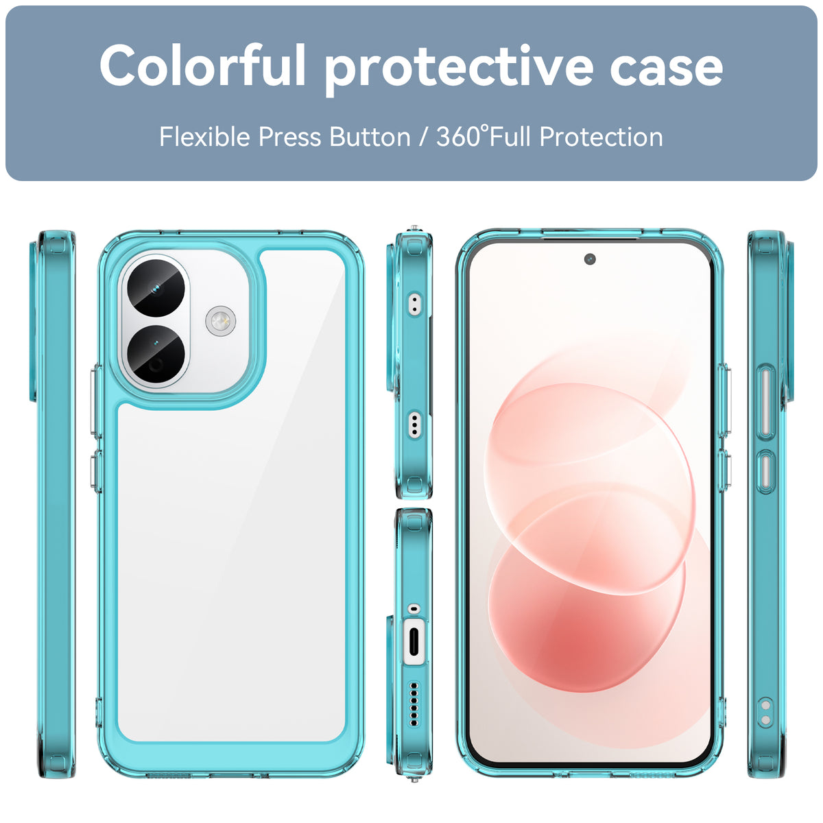 Xiaomi Redme Note 70 Pro 5G Soft TPU Bumper Shockproof Cover Case [Clear Blue]