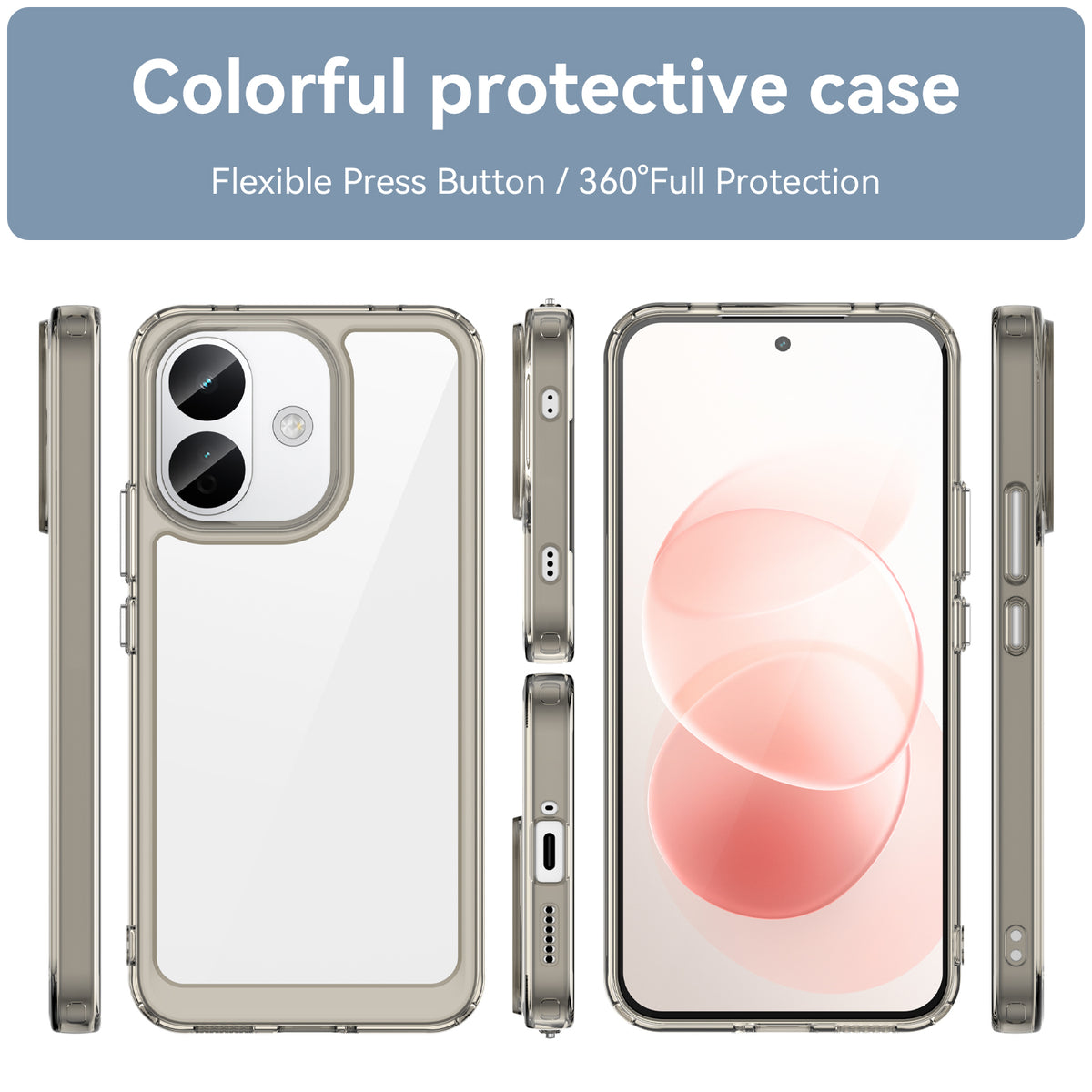 Xiaomi Redme Note 70 Pro 5G Soft TPU Bumper Shockproof Cover Case [Clear Grey]