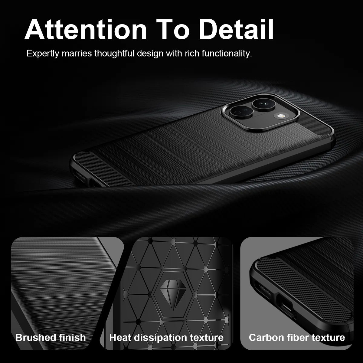 Xiaomi Redmi Note 17 Pro Max 5G Carbon Fibre TPU Case Slim Shockproof Cover [Black]