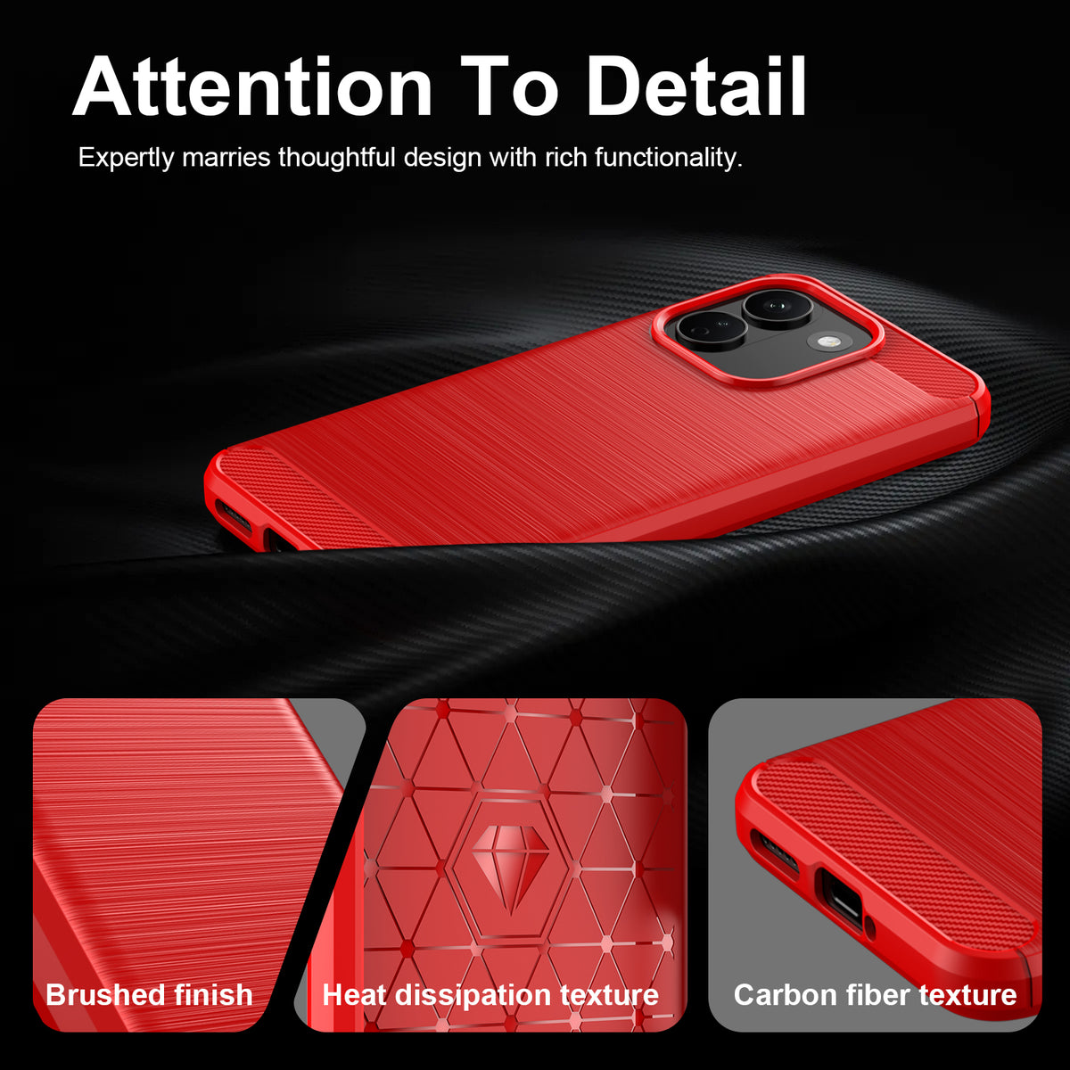Xiaomi Redmi Note 17 Pro Max 5G Carbon Fibre TPU Case Slim Shockproof Cover [Red]