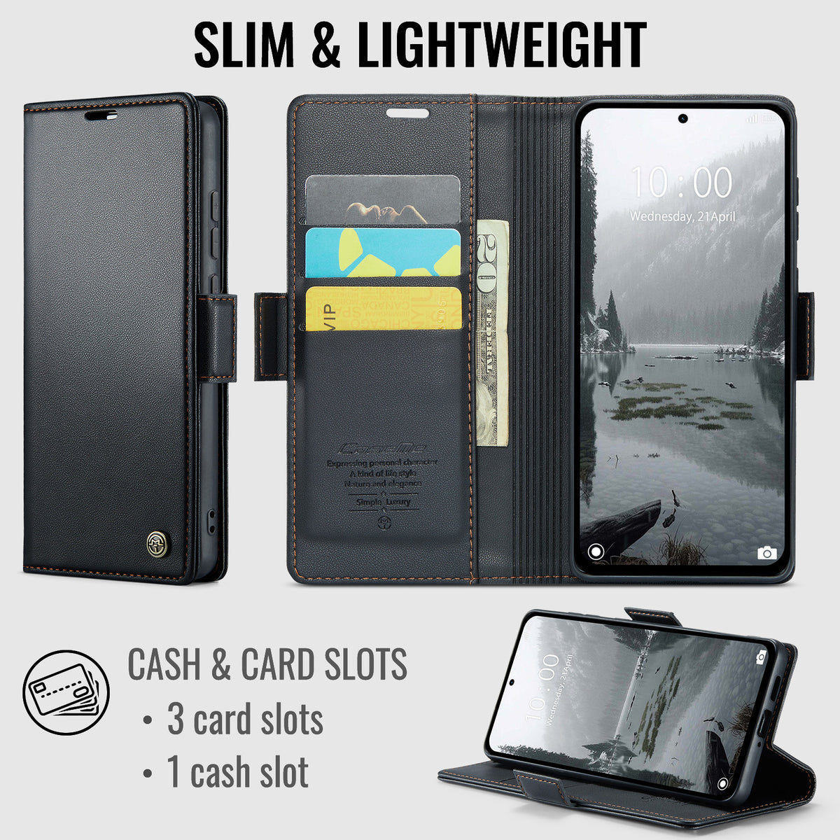 Xiaomi Redmi Note 17 Pro Max 5G CaseMe Retro Wallet Case [Black]