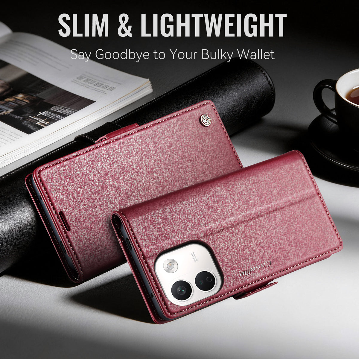 Xiaomi Redmi Note 17 Pro Max 5G CaseMe Retro Wallet Case [Maroon]