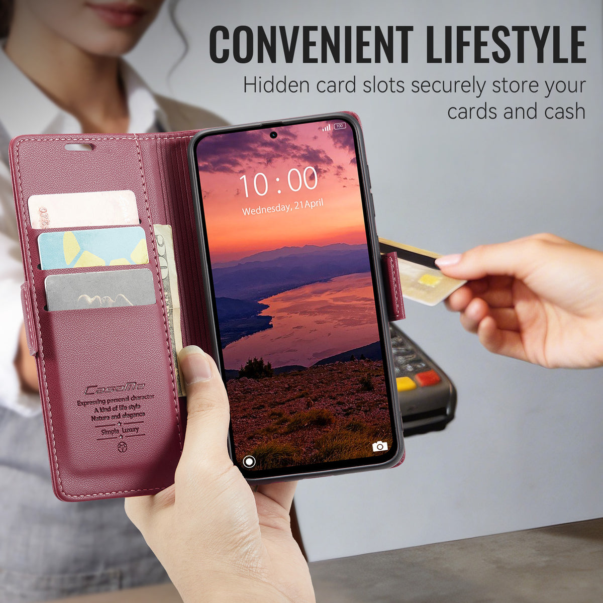 Xiaomi Redmi Note 17 Pro Max 5G CaseMe Retro Wallet Case [Maroon]