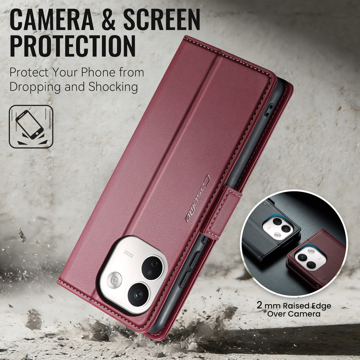 Xiaomi Redmi Note 17 Pro Max 5G CaseMe Retro Wallet Case [Maroon]