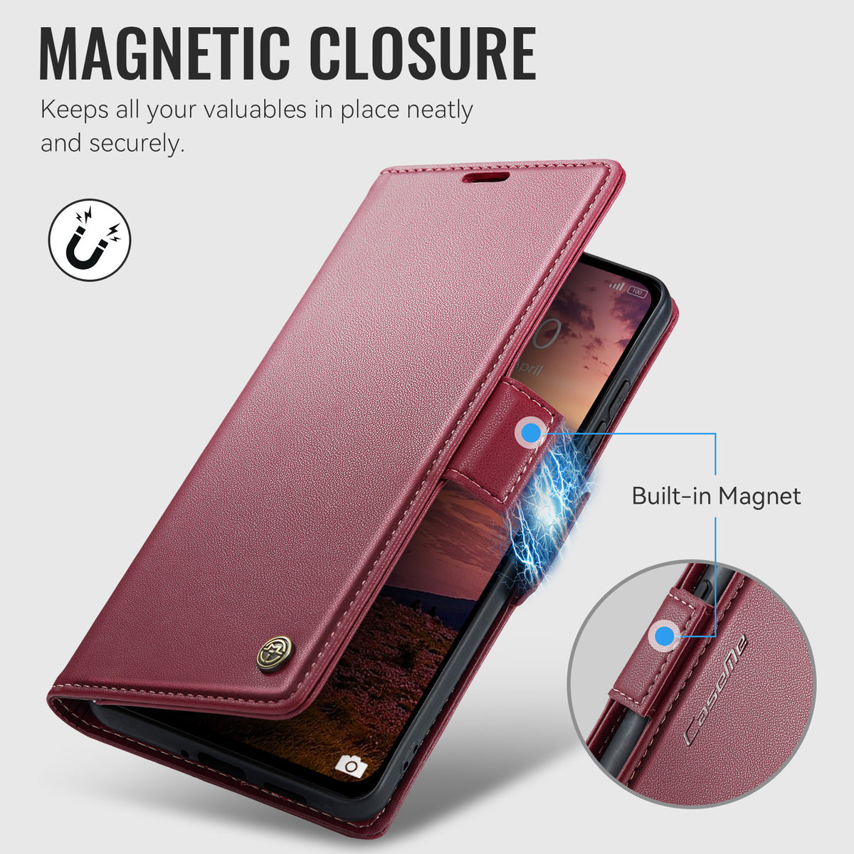 Xiaomi Redmi Note 17 Pro Max 5G CaseMe Retro Wallet Case [Maroon]