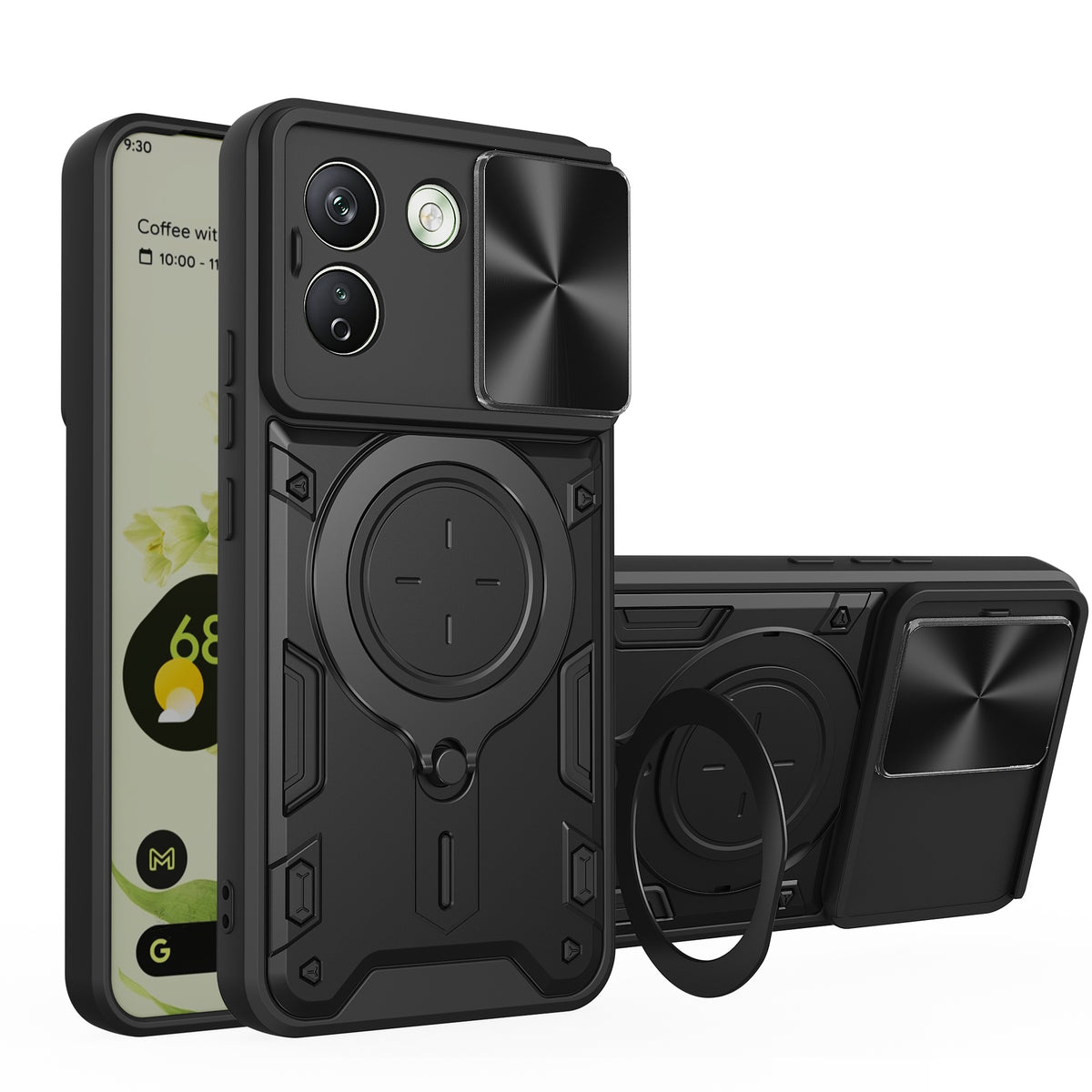 Xiaomi Redmi Note 17 Pro Max 5G Ring Kickstand Case w/ Camera Cover [Black]