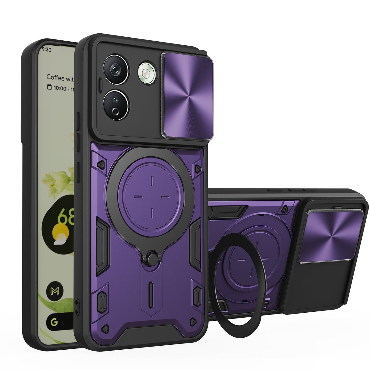 Xiaomi Redmi Note 17 Pro Max 5G Ring Kickstand Case w/ Camera Cover [Purple]