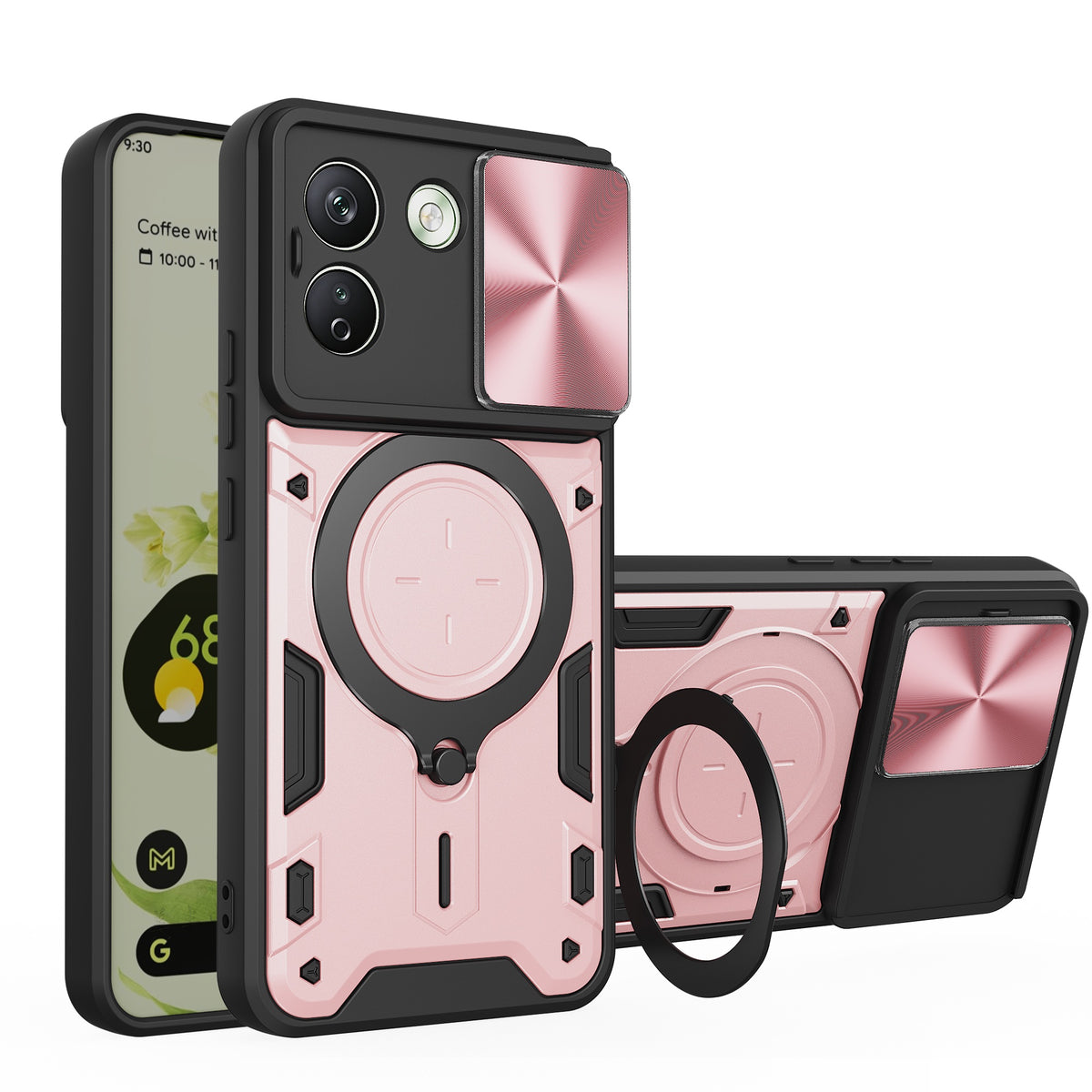 Xiaomi Redmi Note 17 Pro Max 5G Ring Kickstand Case w/ Camera Cover [Rose Gold]