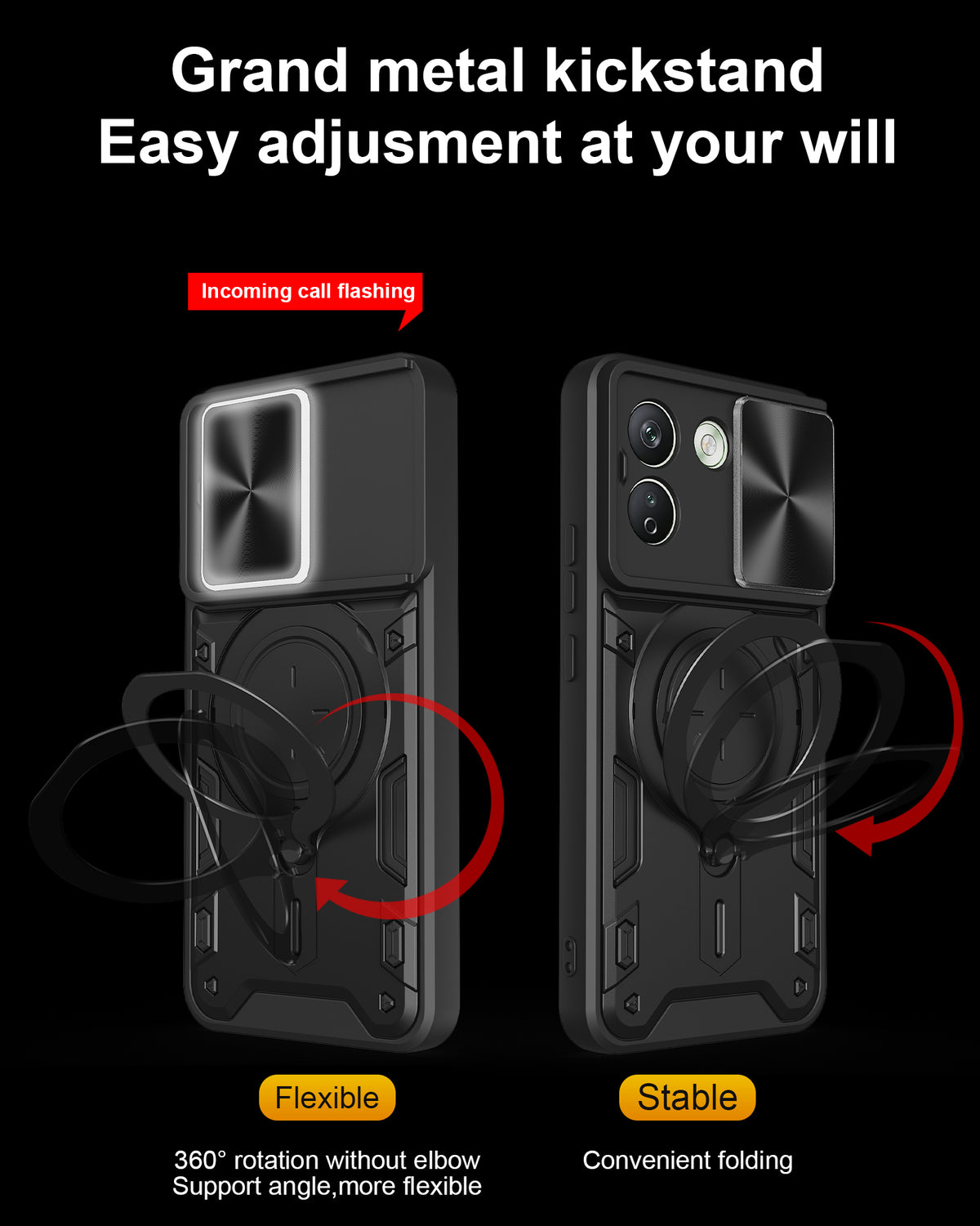 Xiaomi Redmi Note 17 Pro Max 5G Ring Kickstand Case w/ Camera Cover [Black]