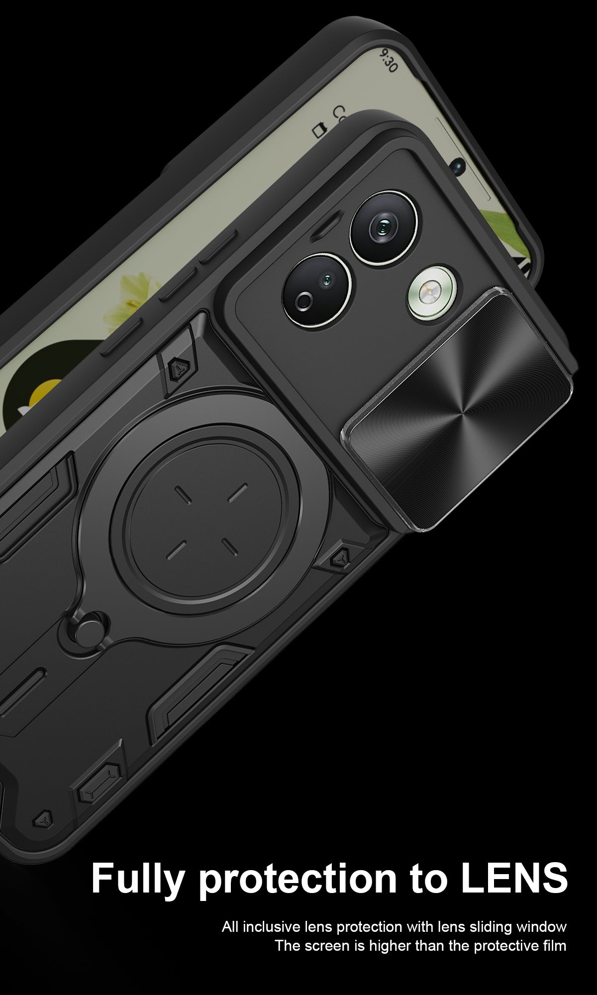 Xiaomi Redmi Note 17 Pro Max 5G Ring Kickstand Case w/ Camera Cover [Black]