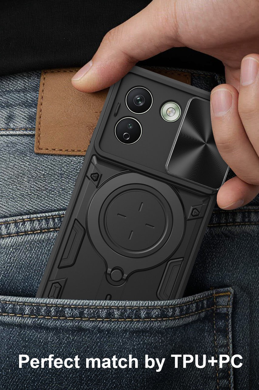 Xiaomi Redmi Note 17 Pro Max 5G Ring Kickstand Case w/ Camera Cover [Black]