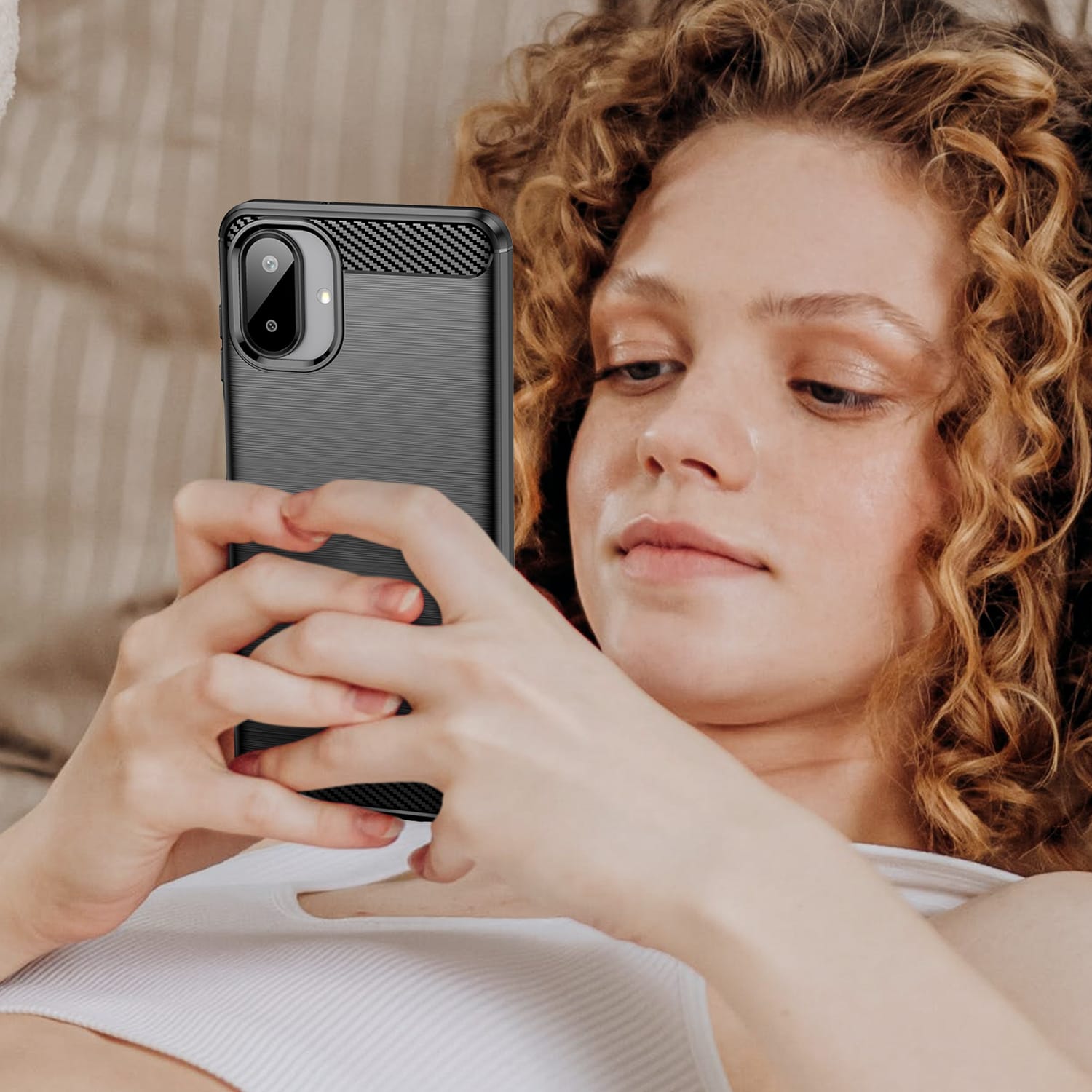 Samsung Galaxy A07 Carbon Fibre Brushed Case [Black]