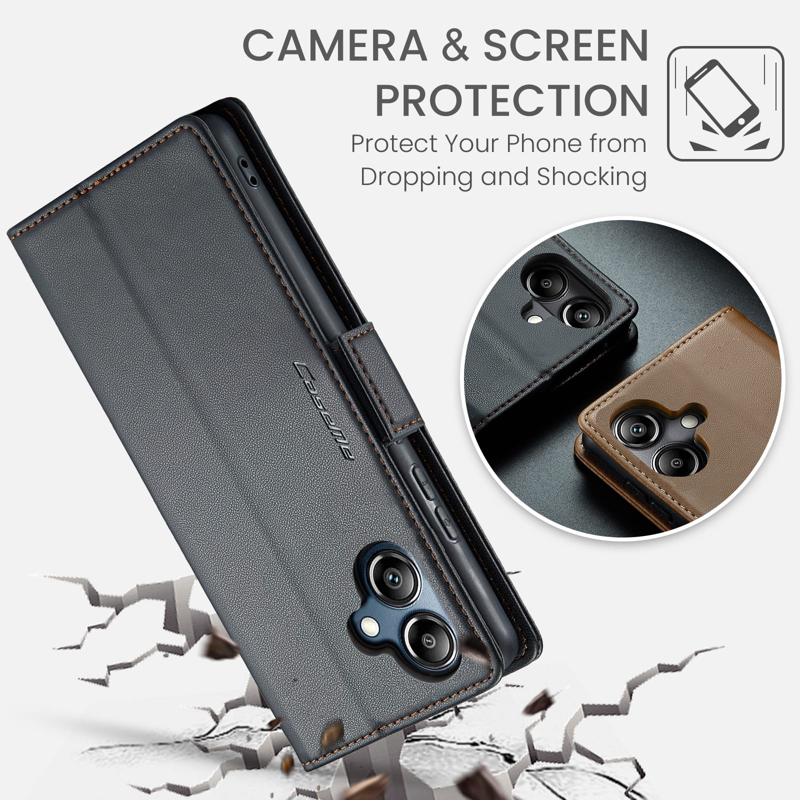 Samsung Galaxy A07 CaseMe Retro Wallet Case [Black]
