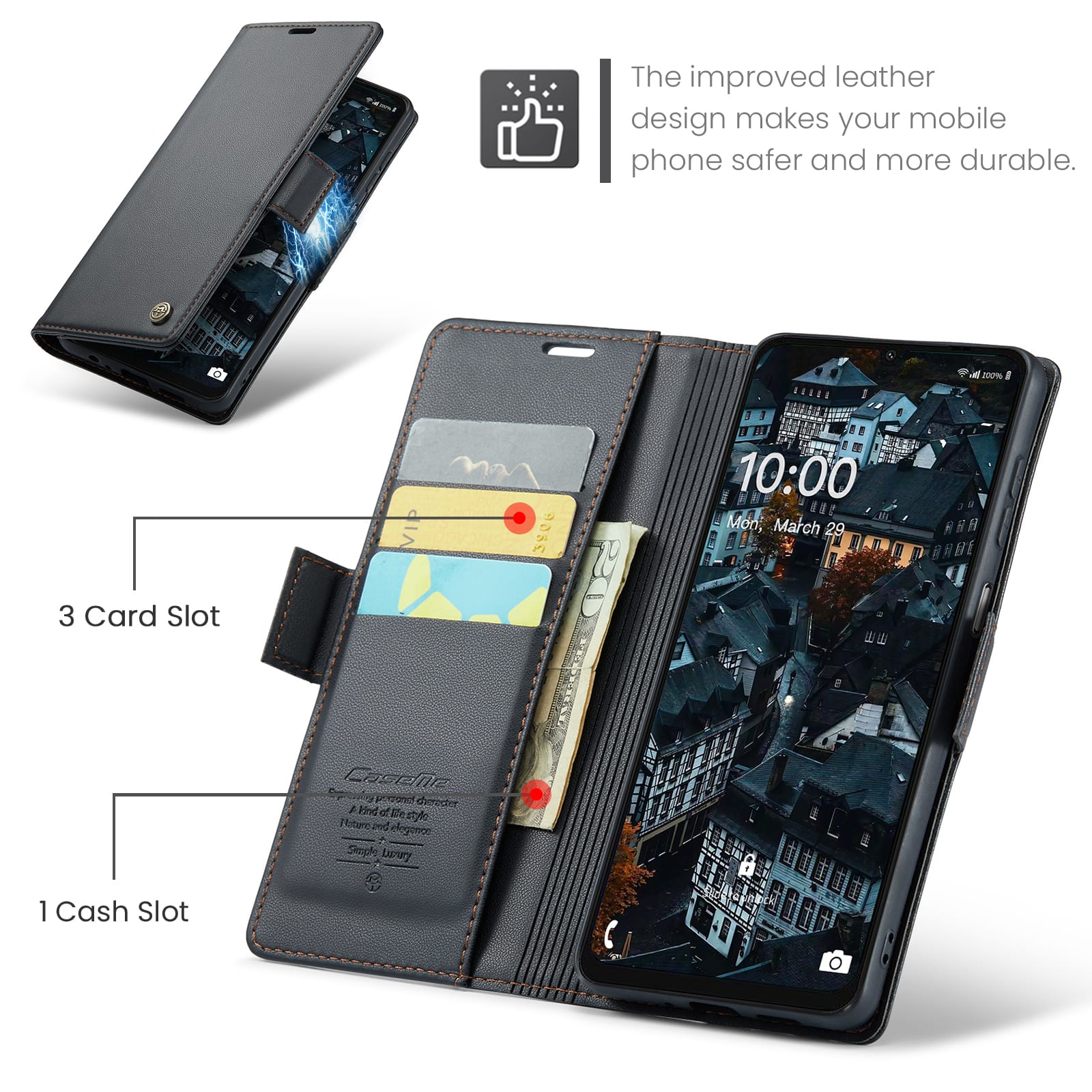 Samsung Galaxy A07 CaseMe Retro Wallet Case [Black]