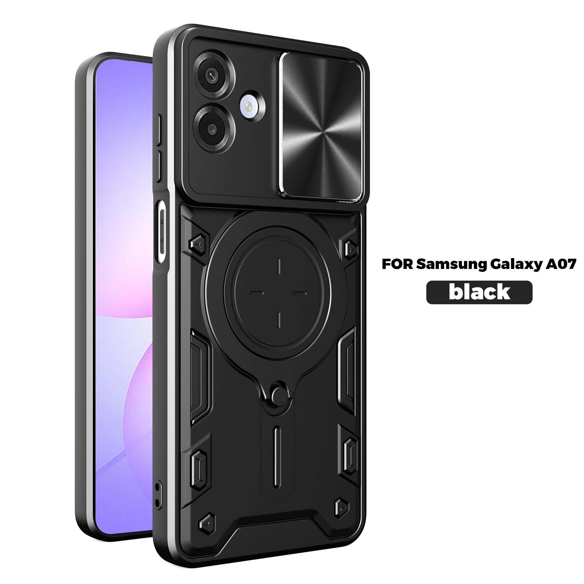 Samsung Galaxy A07 Ring Kickstand Case w/ Camera Cover [Black]