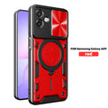 Samsung Galaxy A07 Ring Kickstand Case w/ Camera Cover [Red] - Red