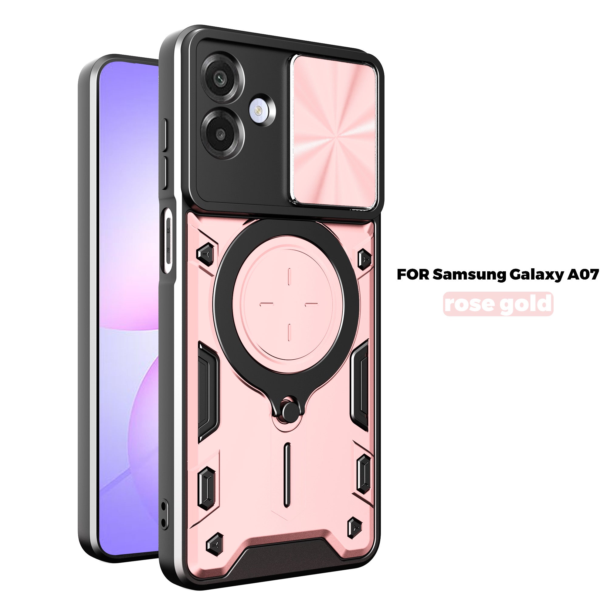 Samsung Galaxy A07 Ring Kickstand Case w/ Camera Cover [Rose Gold]