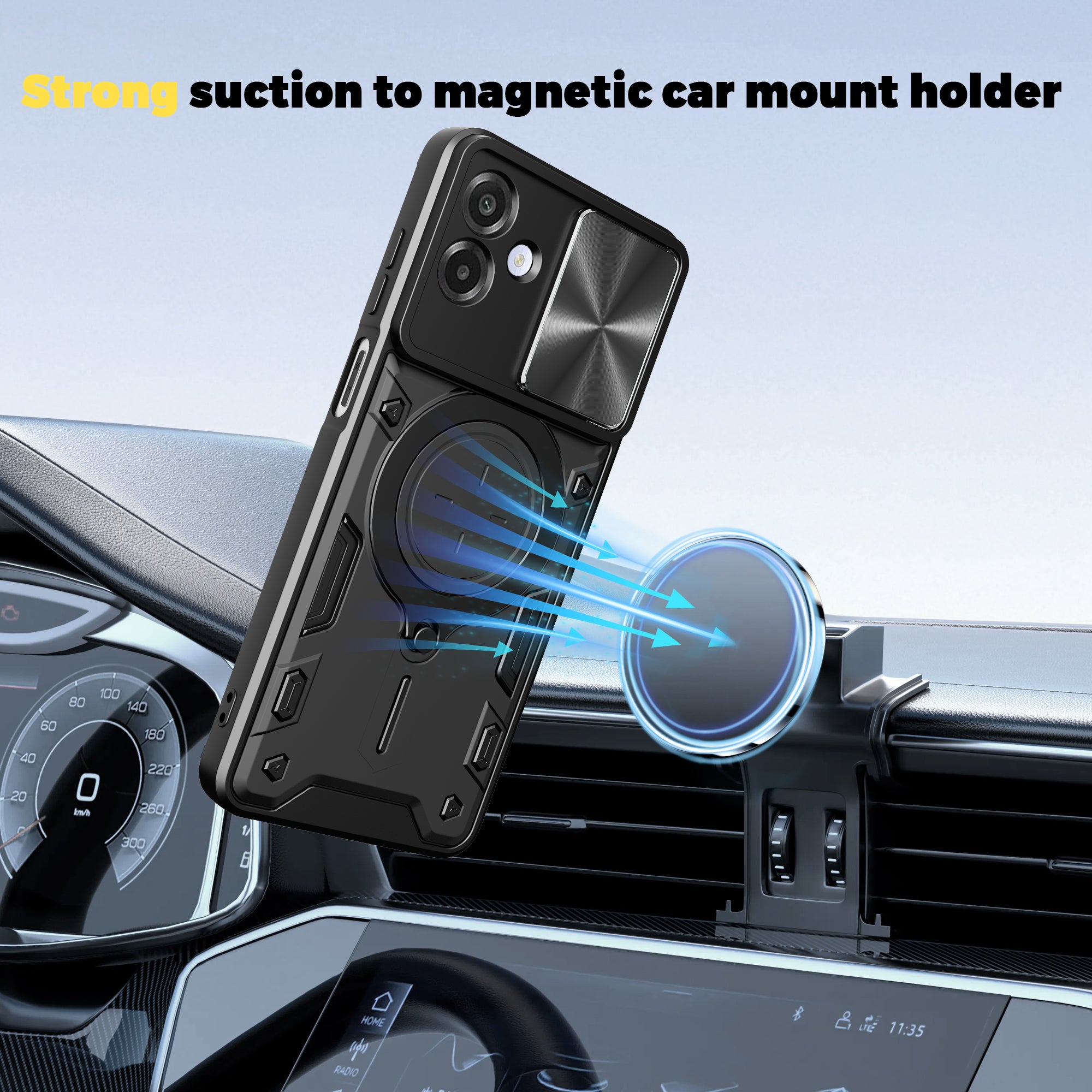 Samsung Galaxy A07 Ring Kickstand Case w/ Camera Cover [Black]